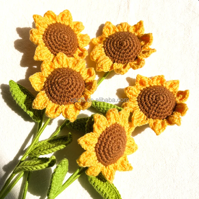 Wholesale Sunflowers Decoration Crochet Flowers Knit Flower Bouquet ...