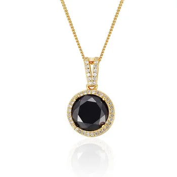 Danyang s925 sterling silver round zircon inlaid black diamond necklace chain pendant women