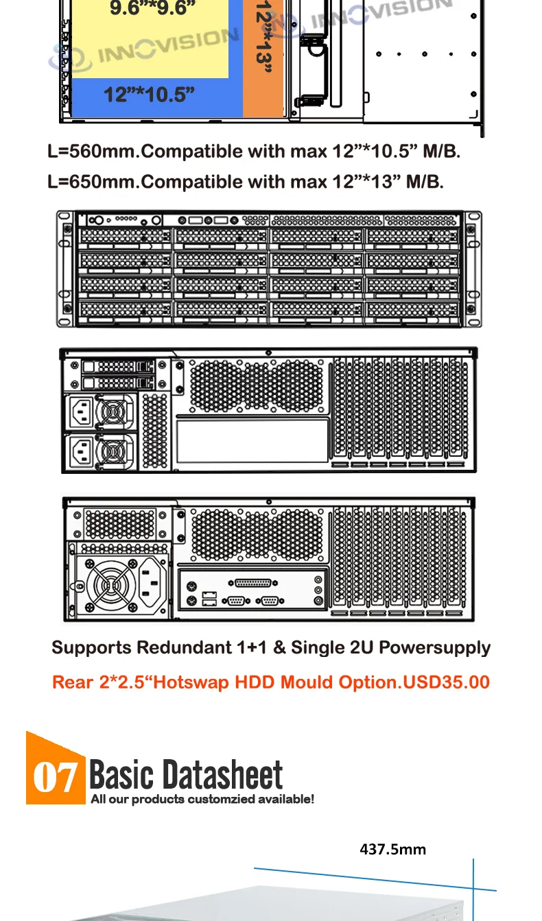 3U 16bays NAS Storage Server Chassis with Hotswap HDD Bays