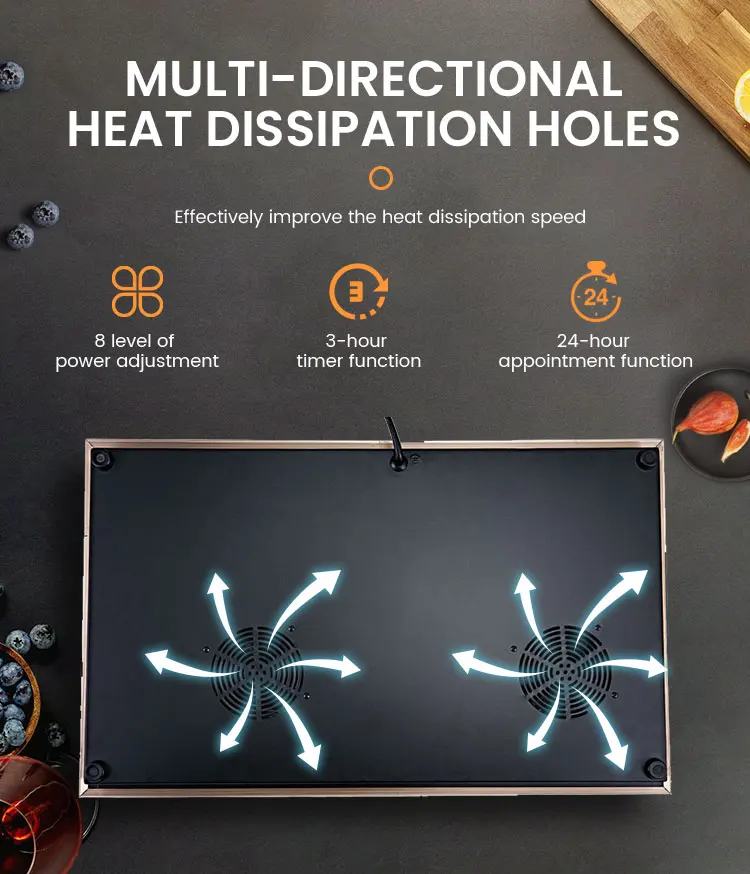 220V Kitchen Multi Function Double Burner Electric Induction Cooker 2 Head Induction Cooktop