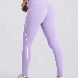 New Skin Friendly Soft Material High Waist Yoga Leggings With Splice Style Custom Running Workout  Leggings for Women