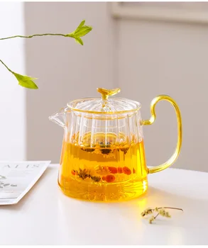 Factory Direct Price Exquisite Borosilicate Japanese Flower Glass Teapot