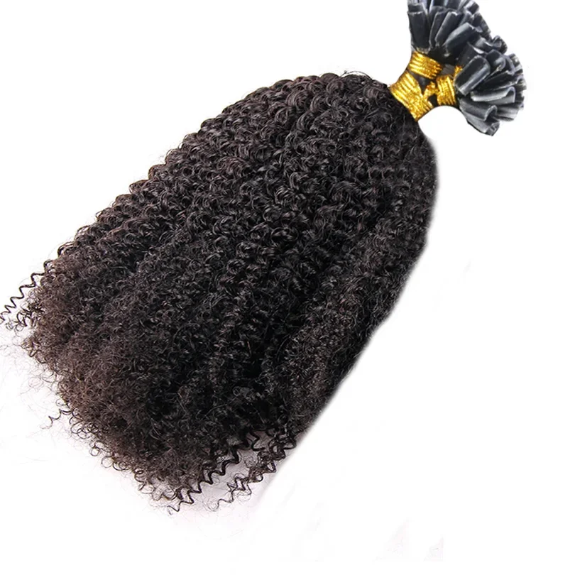 Afro Kinky Curly U Nail Tip Hair Extensions 100 Strands Per Pack Brazilian Remy Human Hair Extension 8inch-30inch_voghion.com