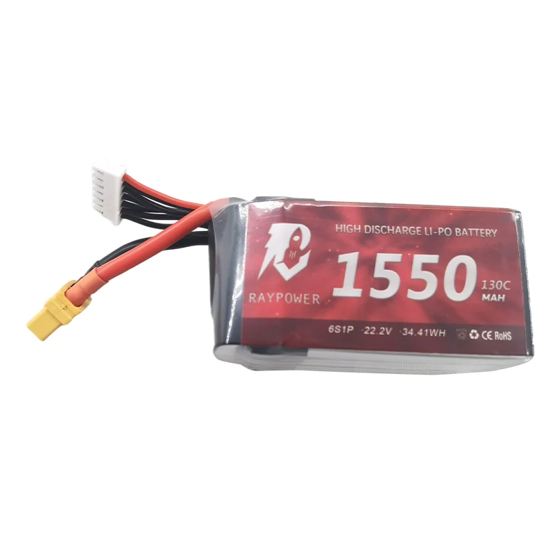 Rechargeable lipo battery remote control aircraft lipo battery 22.2v 1550mah 6s1p 130c battery