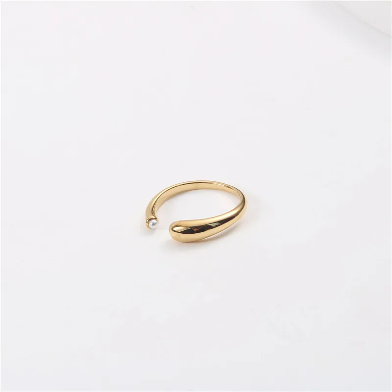 Europe Design Women One Head Big One Head Small Pearl Stainless Steel Open Ring