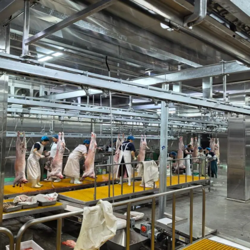 Industrial automatic halal mutton slaughtering equipment for modern slaughterhouse, complete goat slaughtering production line