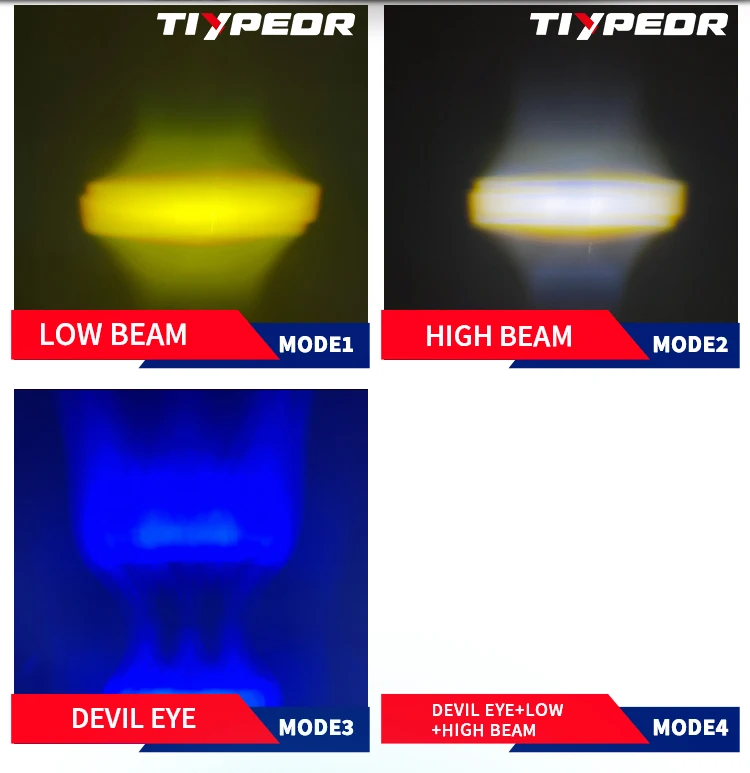 TIYPEOR Waterproof IP67 Motorcycle Led Spotlight Auxiliary Light Motorcycle DualColor Driving Headlight Fog Lamp Lighting System details