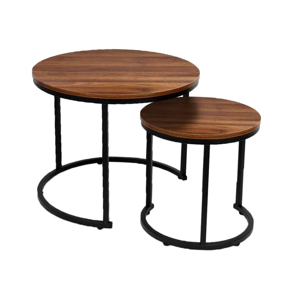 metal frame living room furniture wooden top round luxury coffee table modern