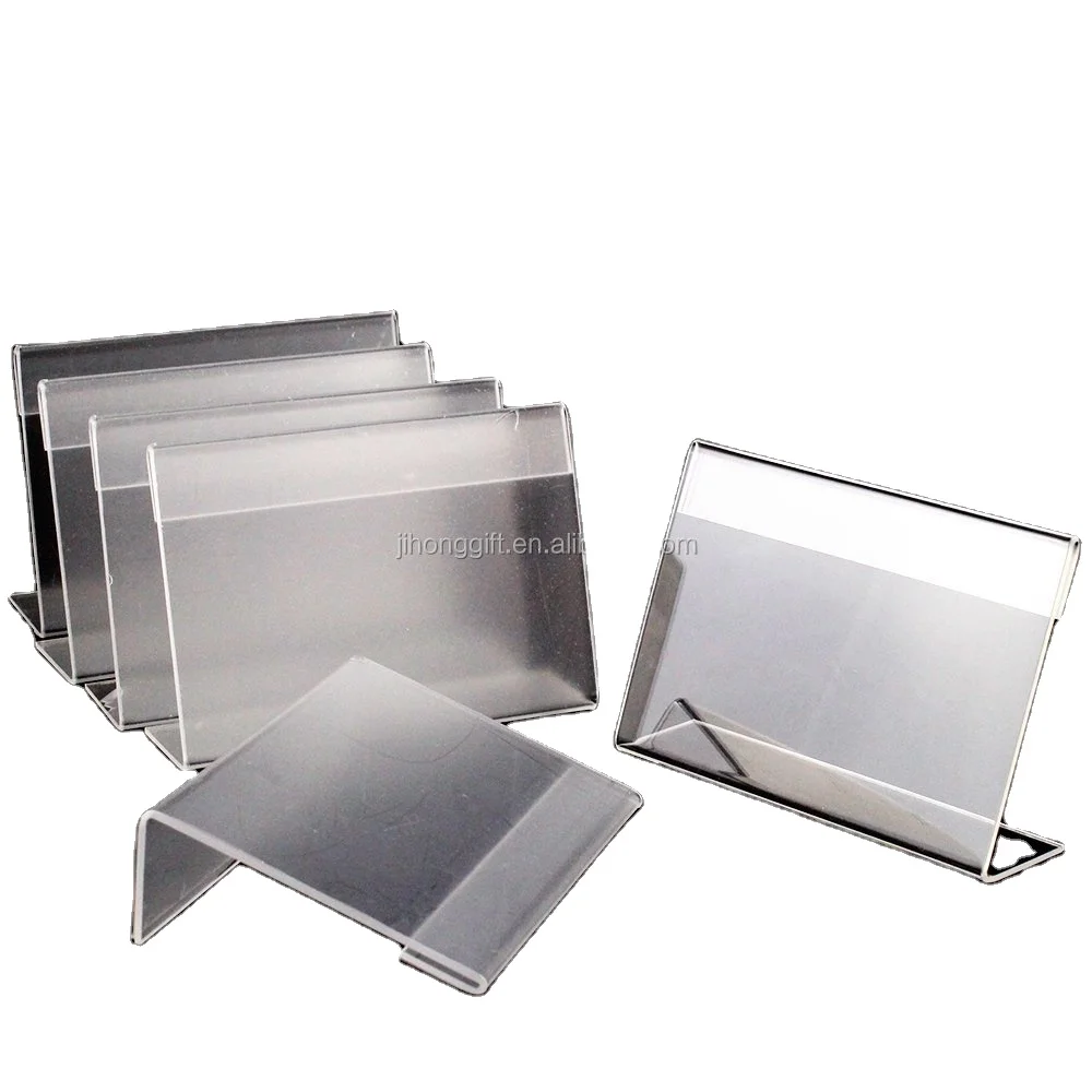 10 PCS Mini Clear Acrylic Sign Display Holder Horizontal Slanted L-Shape Acrylic Name Card Price