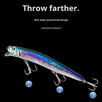 13.5cm/21.5g Floating Minnow Lua Bait ABS Material Hard Bait for Carp Long Casting Freshwater Bass Fishing Simulation Lake – Minnow – view 5