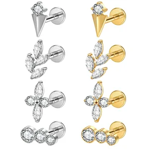 Children's Hot-Selling Titanium Alloy Labret Ear Piercing Jewelry with Zircon Implant Grade Titanium