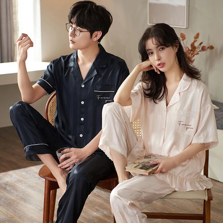 Silk Pajama Terno Long Pants Sleepwear Set Korean Home Wear Lounge