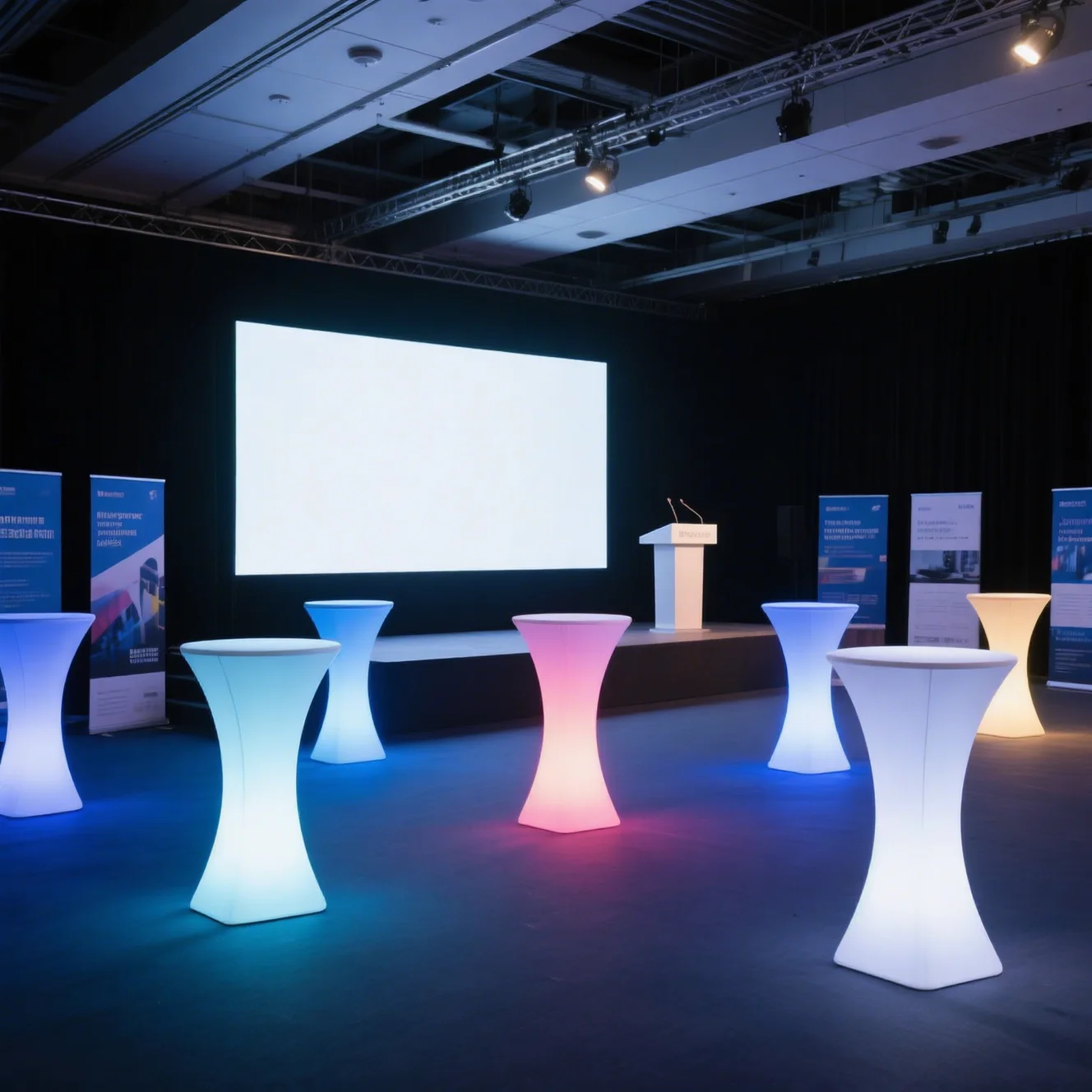 LED square corner coffee table