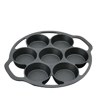 Seasoned Cast Iron Mini Cake Pan 7 Impressions Muffin Egg Frying Pancakes-Baking Outdoor Camping