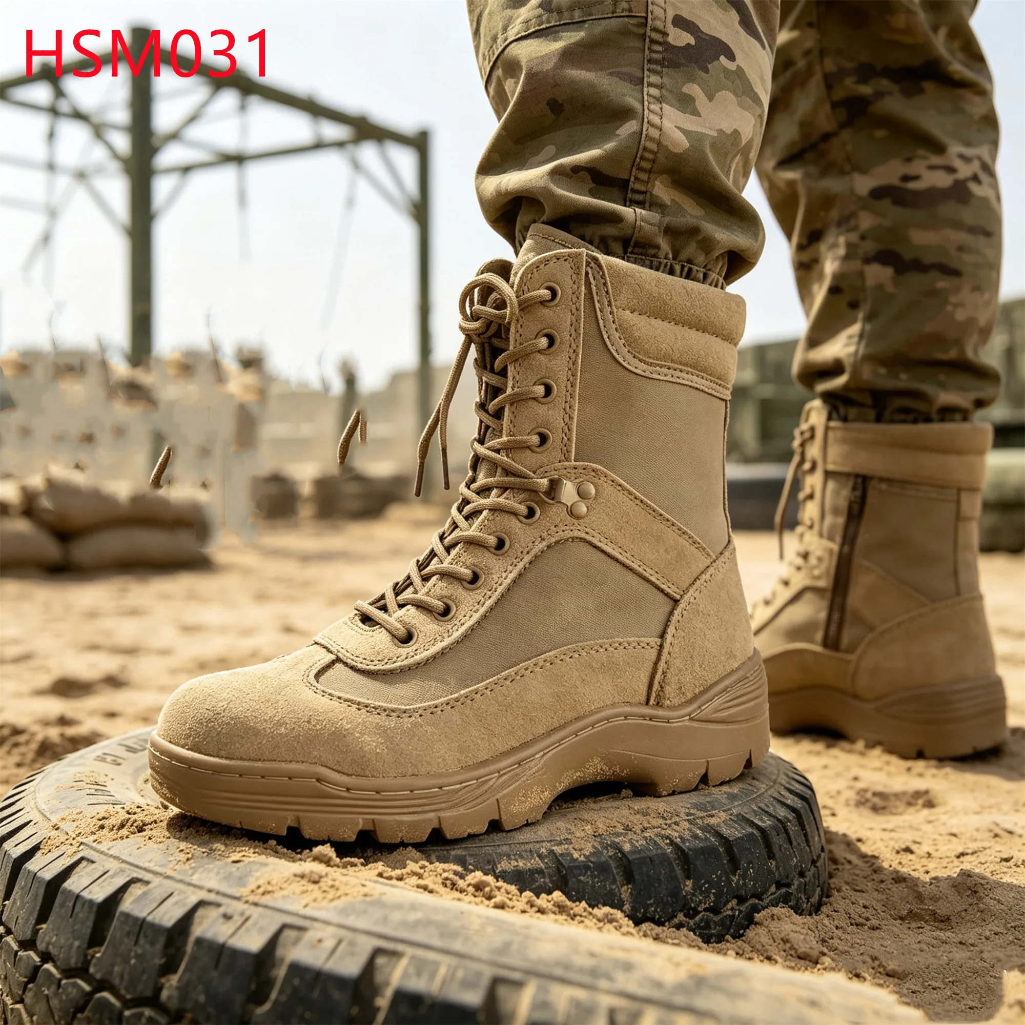 LXG,Mountain Crags Shockproof PU Sole with Stitching Desert Boots Jagged Trails Aire Hole Design Hua Singh Combat Boots HSM031