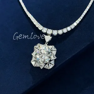 Custom 5ct Lab Grown Diamond women Pendant Necklace | 18K Solid Gold Letter Jewelry | Perfect for Wedding & Gifts