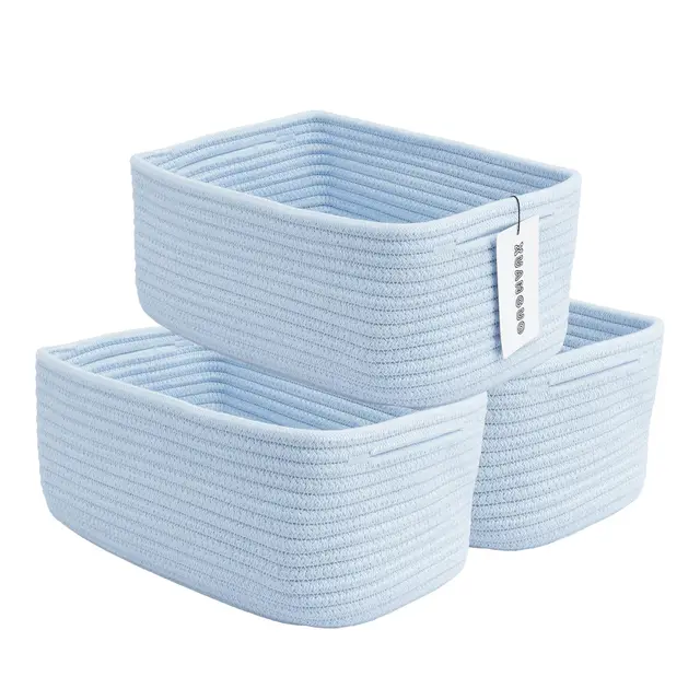 Small Woven Storage Baskets  Decorative Rope Bins for Organizing Shelves, Closets, and Toys, Empty Gift Baskets, Cute Organizer
