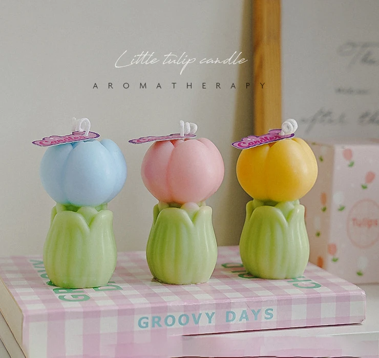 Birthday Wedding Valentine's Day Gift Lovely Tulip Bud Flower Shape Scented Candle