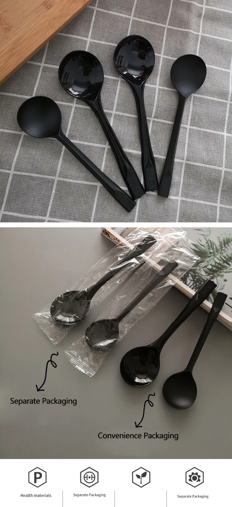 Food Grade Disposable Plastic Round Dessert Ice Cream Spoon