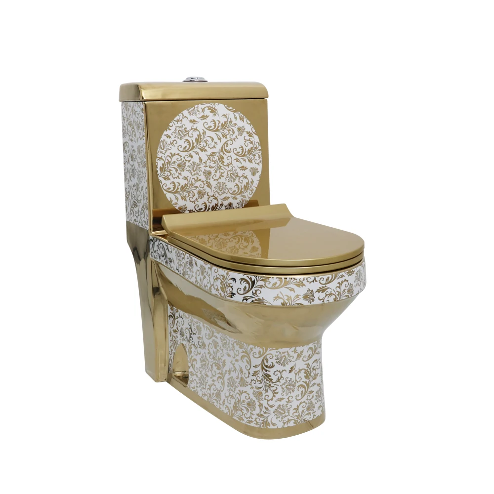 Bathroom Ceramic One Piece Washdown Gold Pattern Diamond Shape Toilet with  Water Fittings - China One Piece Toilet, Toilet