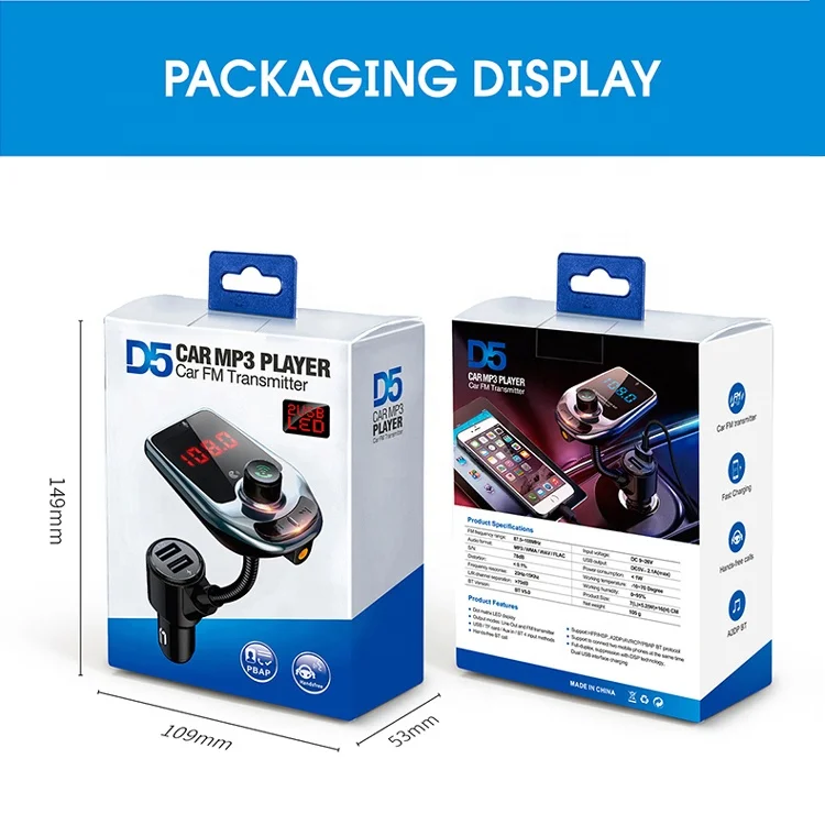 Fm-трансмиттер, беспроводной автомобильный комплект громкой связи, автомобильное зарядное устройство с двумя Usb-портами, Автомобильный MP3-плеер для звонков в режиме громкой связи