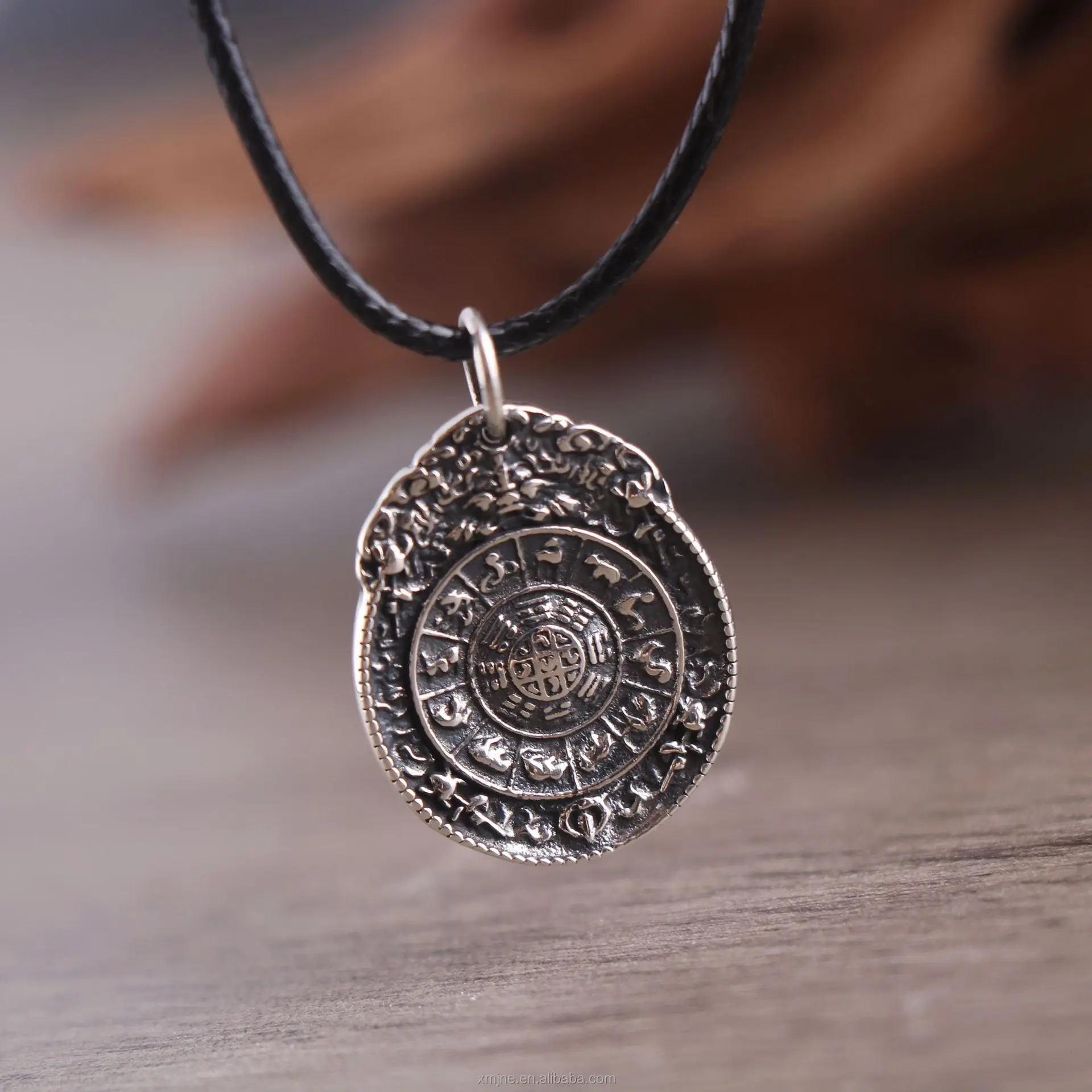 Authenticated Sterling Silver 999 National Fashion Amulet Figure Antique Tibetan Eight Treasures Chinese Zodiac Pendant