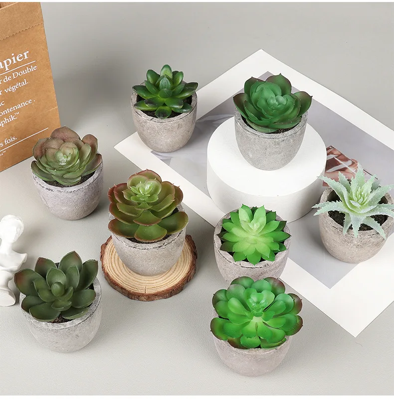 Indoor Outdoor Garden Ornament Faux Cactus Mini Assorted High Simulated  Small Artificial Succulent Plant in Ceramic Glass Pots| Alibaba.com