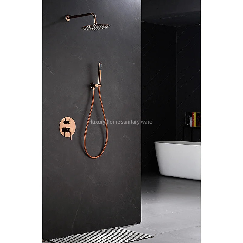 Best Selling Rose Gold Concealed Shower Set Modern Home Hotel Bathroom Shower Faucet with Hand Shower