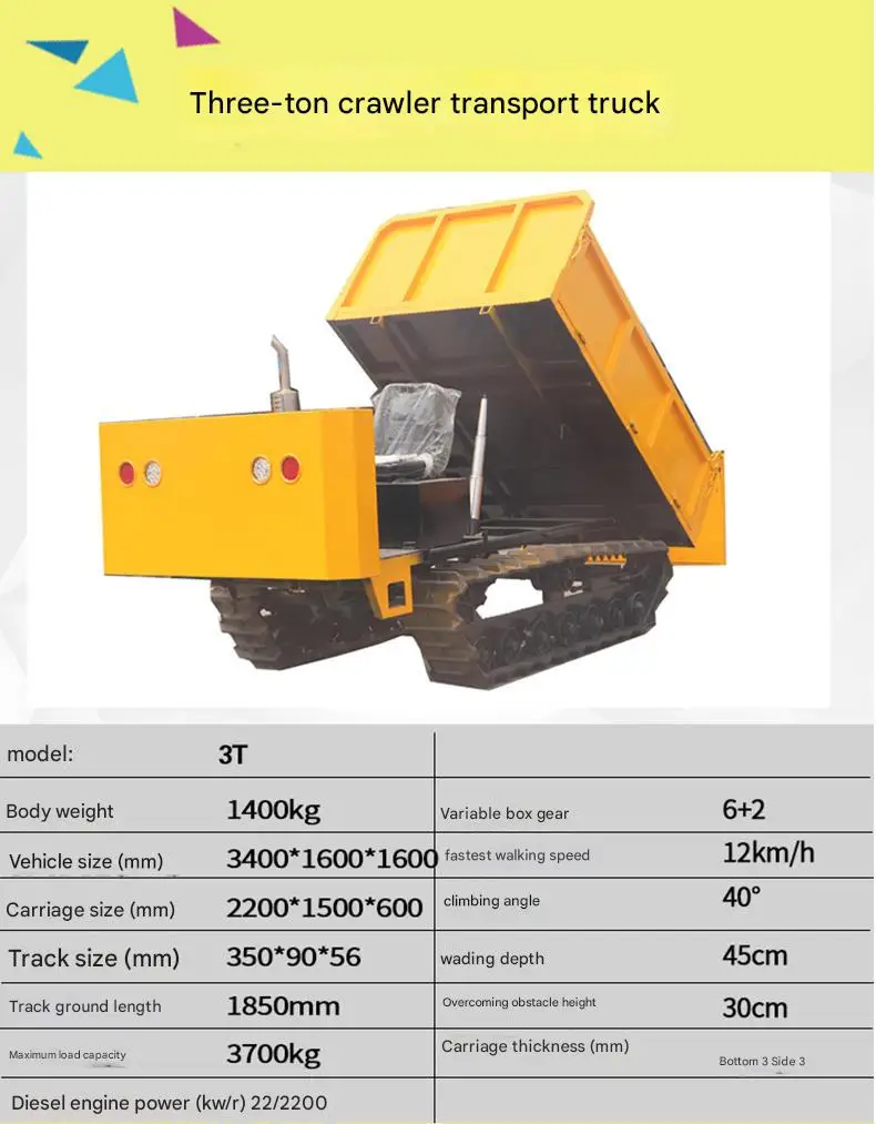 Newest Design Crawler Dump Truck ransporte FactoryWholesale Tracked Crawler Dump TruckDumper for Transport and Loading Farm with