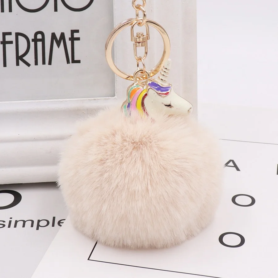 Unicorn Fur Ball Keyring Charm - Shop DT&CREATION Keychains - Pinkoi