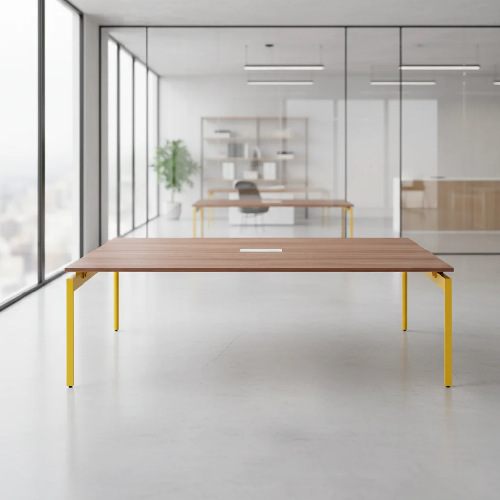 Small Extendable Convertible Meeting Table Wood Leg Durable Boardroom Design Compact Conference Setup Businesses Modern Storage 5