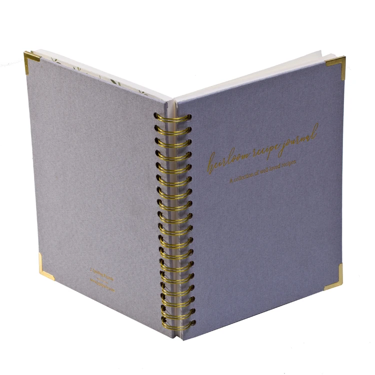 2023 New Product Custom Printing Hardcover Linen Fabric Cover Big  Spiral Journal  My Recipe Book
