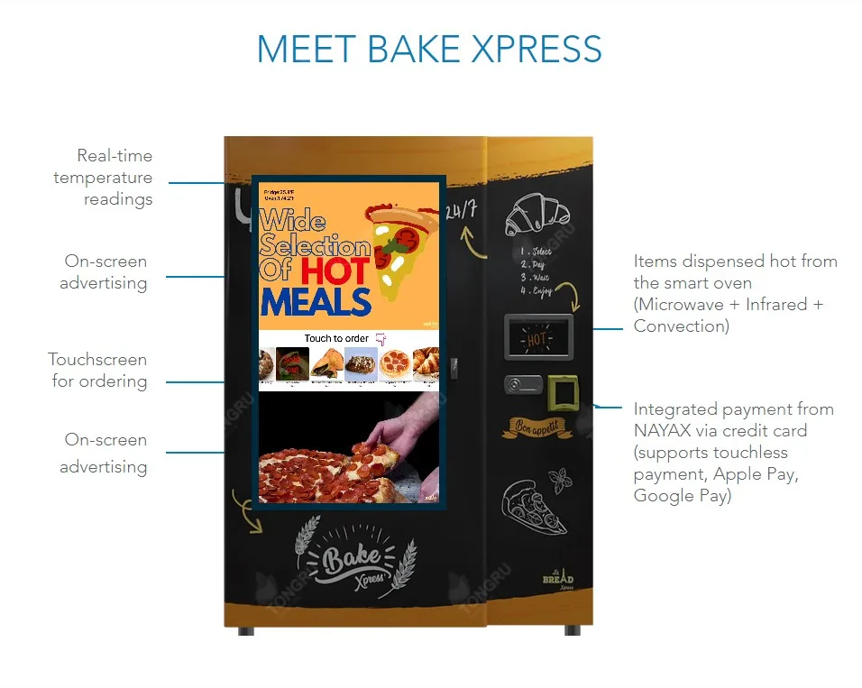 Automatic Food Bread Baking Vending Machines Fresh Baked Vending