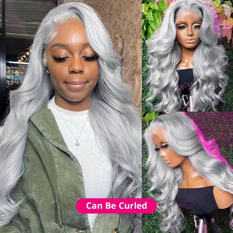 Virgin Brazilian Colored Wigs Transparent Hd Lace Front Grey Wigs Deep