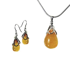 Manufacturer Customization Women Diamond Butterfly Tassel Stainless Steel Fashion Earrings Ear Ring Fine Jewelry Pendants Set