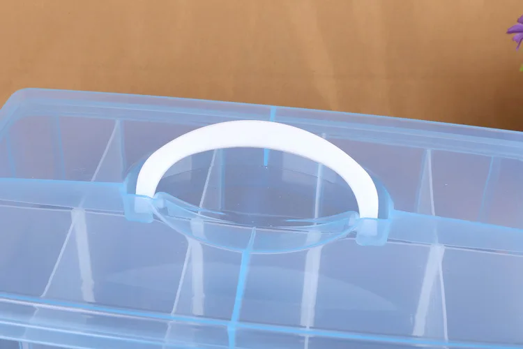 Solid color single-layer extra-large storage box 10-cell plastic portable storage box detachable piece organizer box supplier