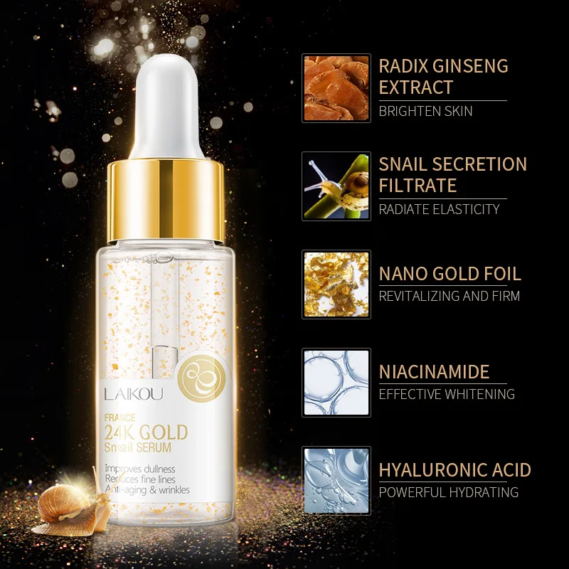 LAIKOU 24K Gold Snail Serum - Deep Moisturizing Anti-aging