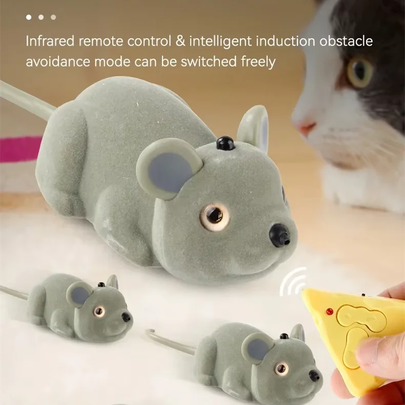RC Animal Remote Control Mouse Toy for Kids Interactive Plush Mouse Catching Toy Pet Smart Cat Toys for Indoor Cats