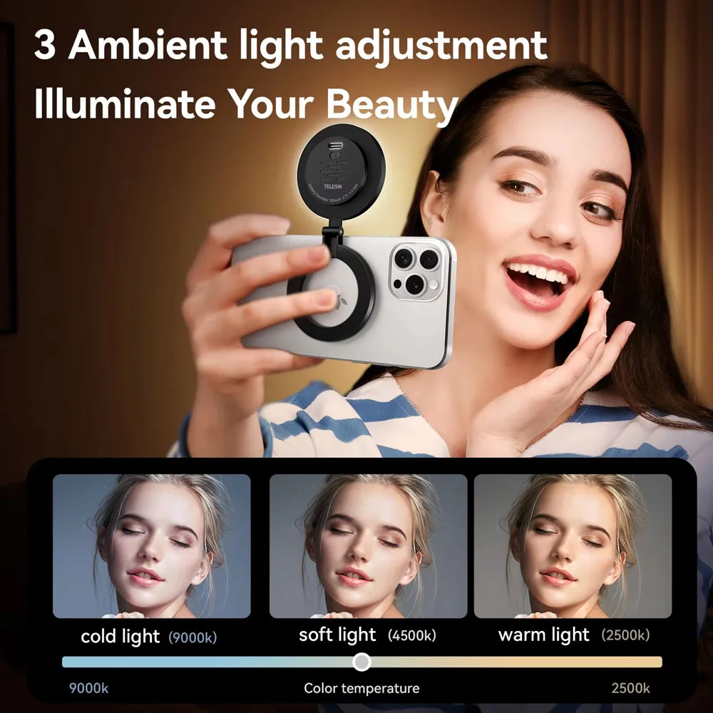 Magnetic Selfie Light Rechargeable Reversible Design Fill Light