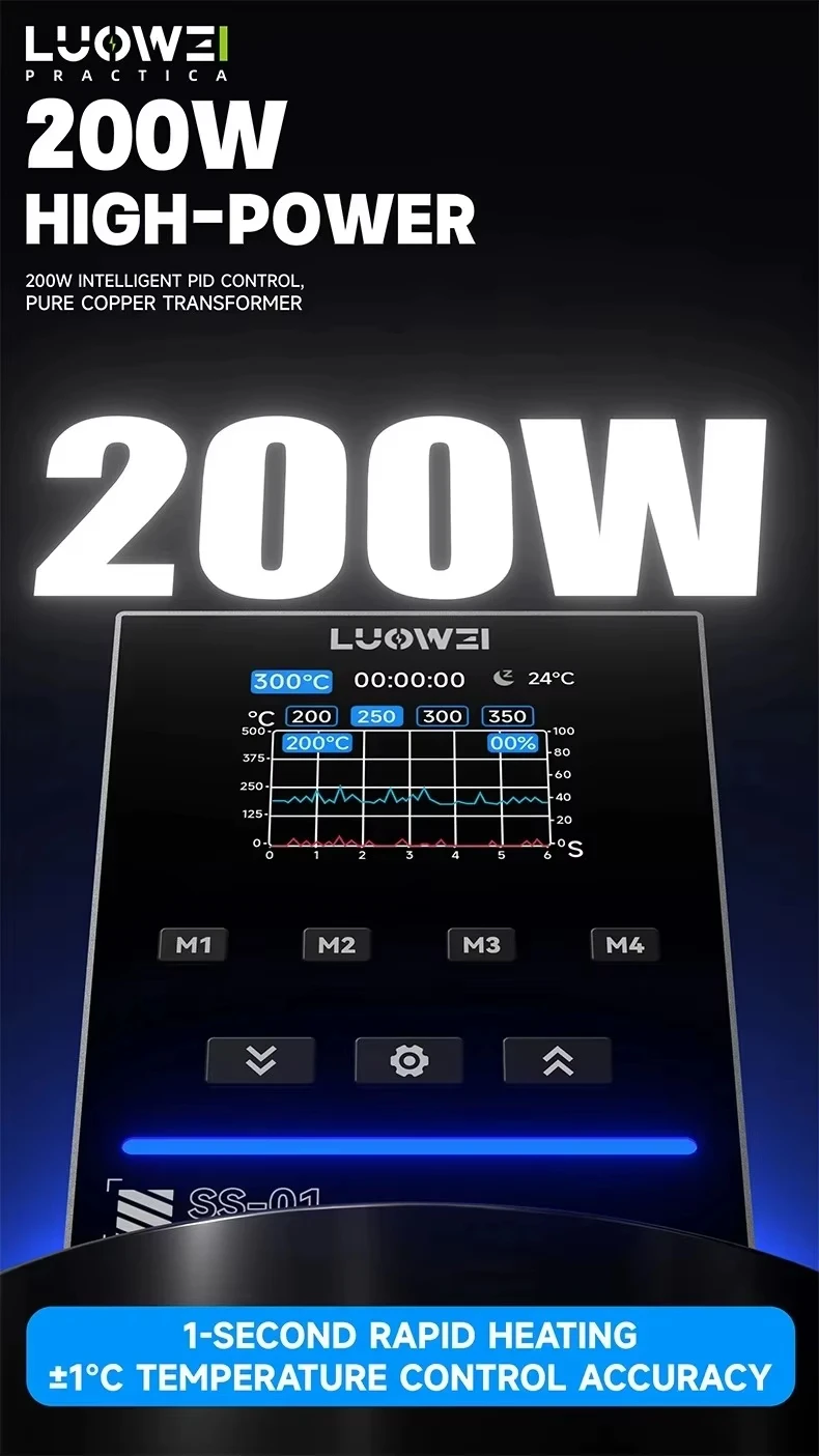 LW-SS01 Curve Digital Display Soldering Station 200W 1 Second Rapid Heating Precision Welding Station for PCB Chip IC Repair