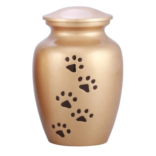 Golden Pet Urns With Paw Prints Pet Cremation Urns Metal Cremation Pet ...