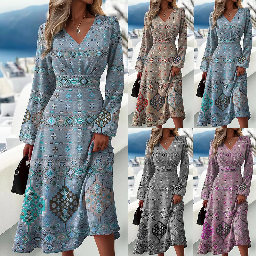 Wholesale Boho Clothing Fashion Women Western Print Summer Vacation