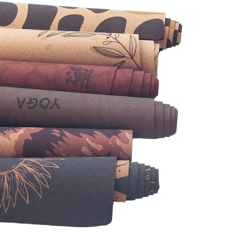Hot Sale Home Workout High Quality Custom Logo Anti-Slip Natural Cork Rubber Yoga Mat Set 183cm Folding Customizable Pattern