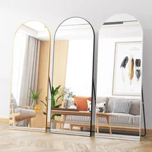 Manufacturer Large Long Arched Gold Black Aluminum Alloy Framed Full Length Standing Mirror