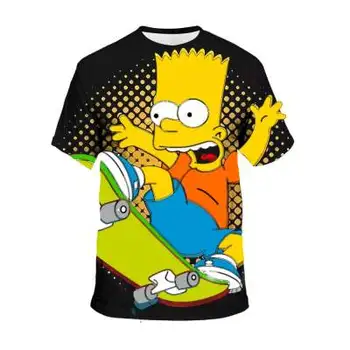 Wholesale custom 3d print polyester blend t shirt The Simpsons T-shirt anime shirts for men