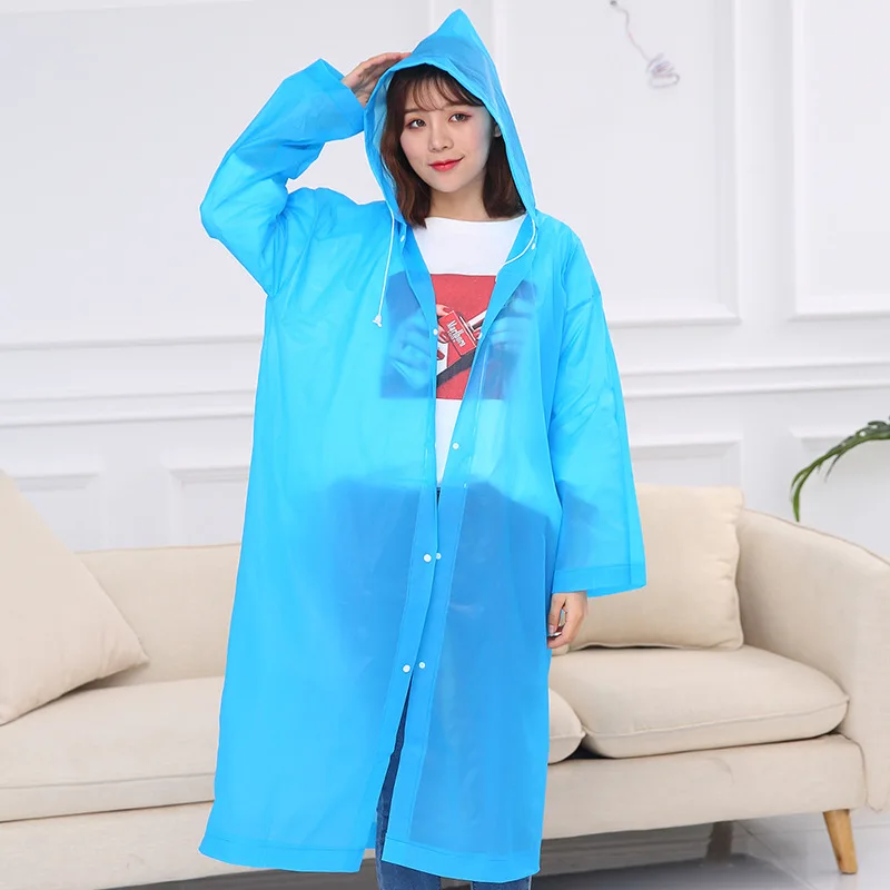 High Quality EVA Reusable Raincoat Emergency Rain Gear Jacket PEVA Adults Kids Rain Poncho with Hood