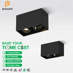 PULUOTI 10-Year Warranty Modern MR16 Single-Head 24° LED Spotlight Surface-Mounted 10W/16W Black Aluminum Anti-Glare Feature