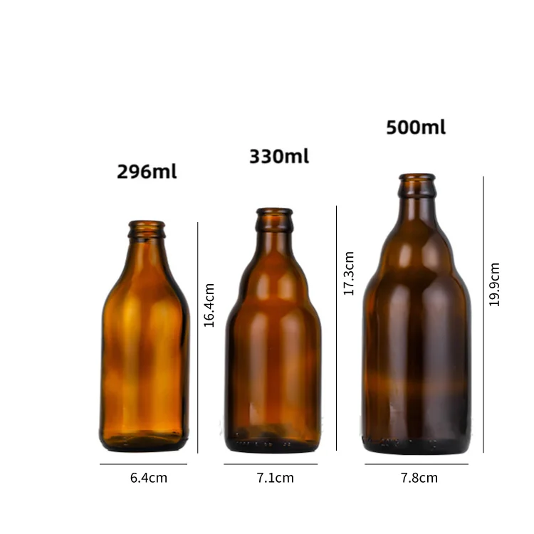 In Stock 250ml 330ml 500ml 1000ml Empty Amber Glass Beer Bottle For