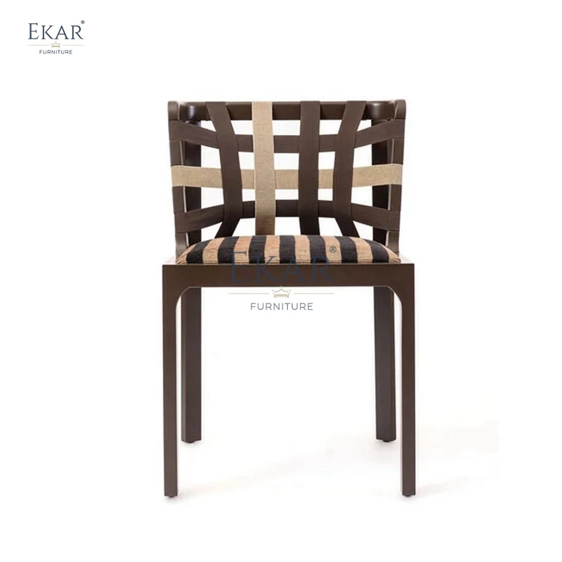 Modern Sleek Rattan Dining Chair Natural Weaving Comfort Home Office Cafe Banquet Villa Antique Design Style Made PU Material