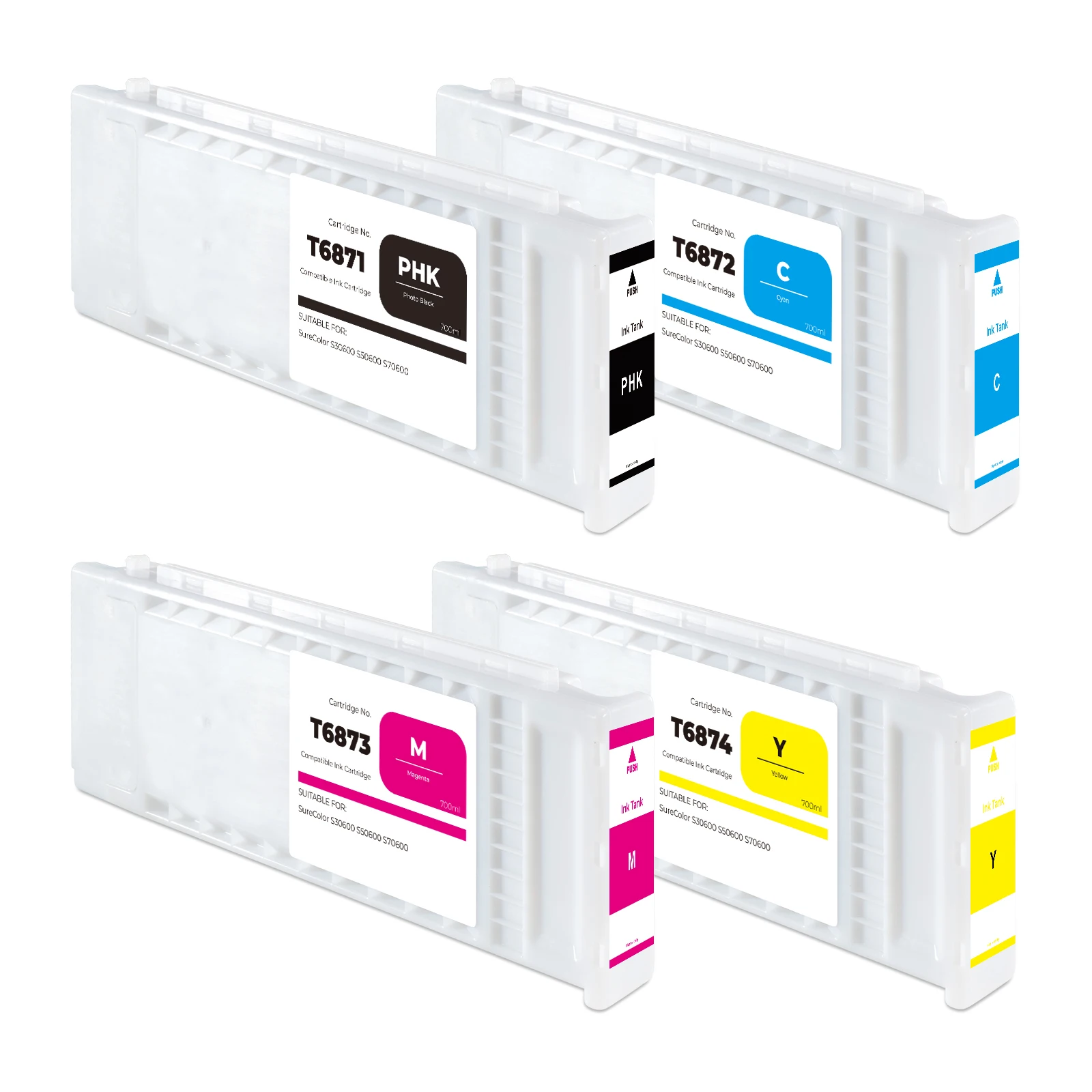 T6871-T6874 Compatible Ink Cartridge for Epson SureColor S30600 S50600 SC-S30600 SC-50600 Printer Ink Cartridge with Ink Chip